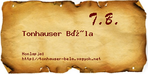 Tonhauser Béla névjegykártya
